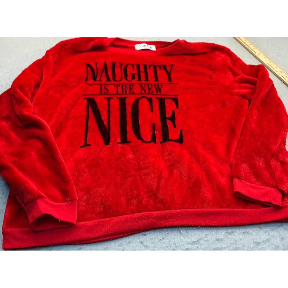 Way to Celebrate Naughty Is The New Nice Plush Red Sweatshirt XL 15-17 Holiday